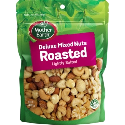 Mother Earth Lightly Salted Roasted Deluxe Mixed Nuts 400g