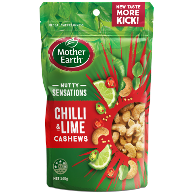 Mother Earth Nutty Sensations Chilli & Lime Cashews 140g