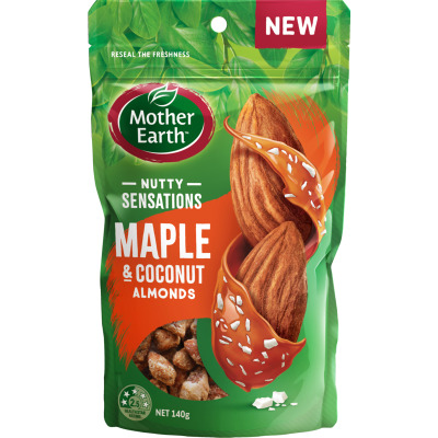Mother Earth Nutty Sensations Maple & Coconut Almonds 140g