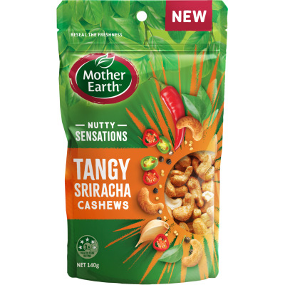 Mother Earth Nutty Sensations Tangy Sriracha Cashews 140g
