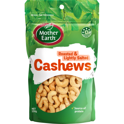 Mother Earth Roasted & Lightly Salted Cashews 150g