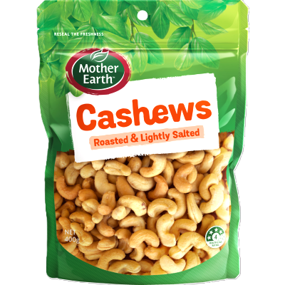 Mother Earth Roasted & Lightly Salted Cashews 400g