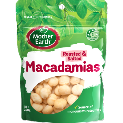 Mother Earth Roasted & Salted Macadamias 100g