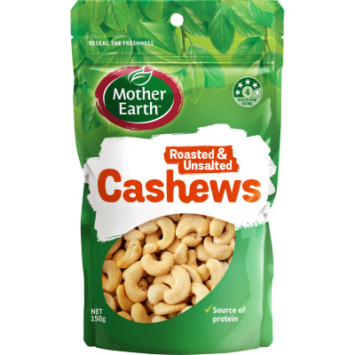 Mother Earth Roasted & Lightly Salted Cashews 150g