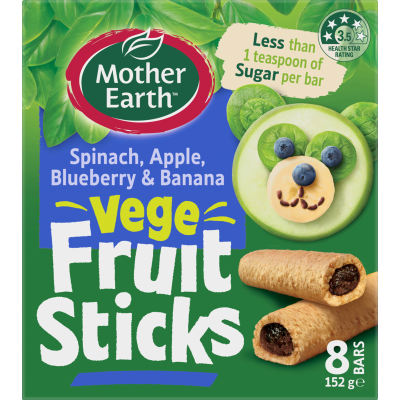 Mother Earth Spinach Apple Blueberry & Banana Vege Fruit Sticks 152g