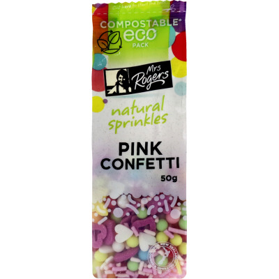 Mrs Rogers Natural Pink Confetti Sprinkles 50g