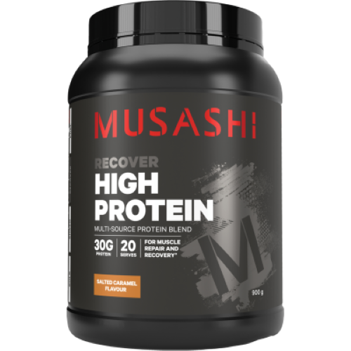 Musashi Recover High Protein Salted Caramel Flavour Protein Powder 900g