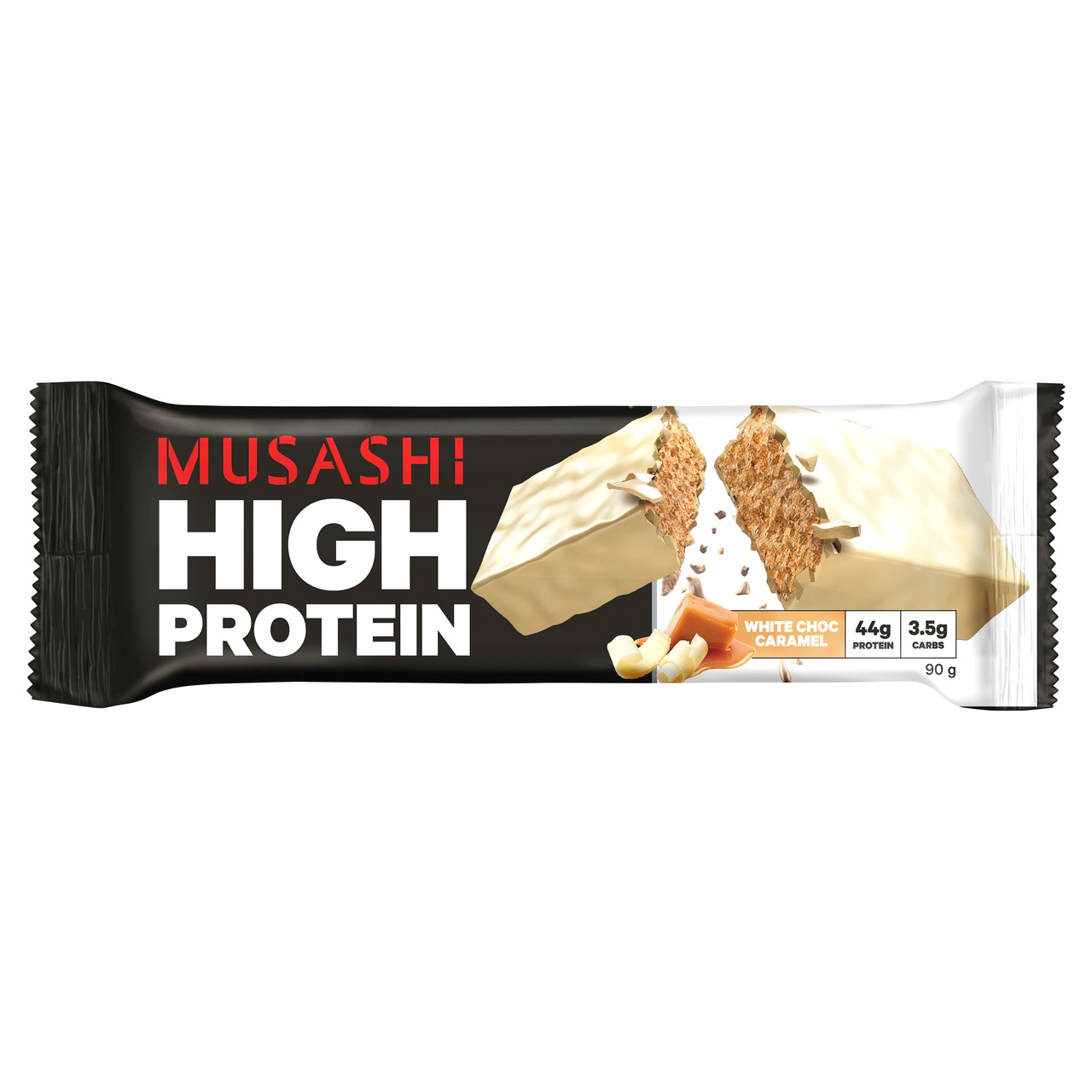 Musashi White Choc Caramel High Protein Bar 90g