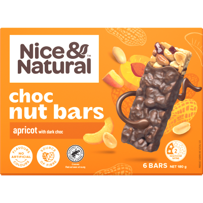 Nice & Natural Apricot Choc Nut Bars 6 x 30g