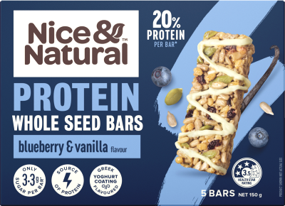 Nice & Natural Blueberry & Vanilla Protein Whole Seed Bars 5 x 30g