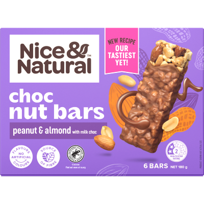 Nice & Natural Peanut & Almond Choc Nut Bars 6 x 30g