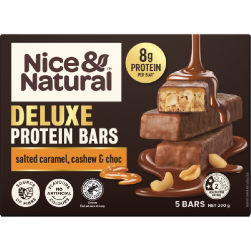 Nice & Natural Salted Caramel, Cashew & Choc Deluxe Protein Bar 5 x 40g