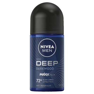 Nivea Men Deep Darkwood 72hr Protection Anti-Perspirant Deodorant Roll On 50ml