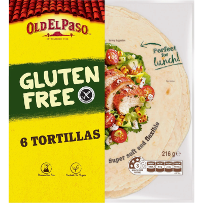 Old El Paso Gluten Free Tortillas 6 x 36g