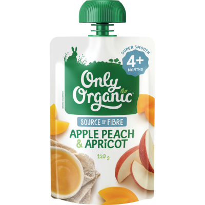 Only Organic Apple Peach & Apricot 4+ Months 120g
