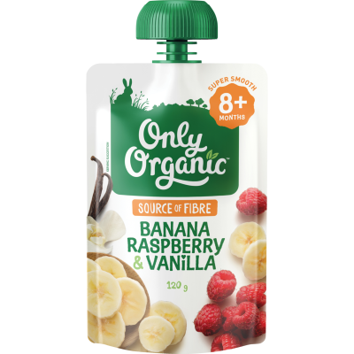 Only Organic Banana Raspberry & Vanilla 8+ Months 120g