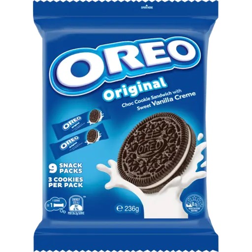 Oreo Original Choc Cookie Snack Packs 236g