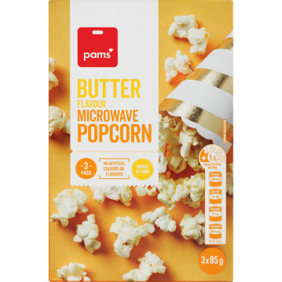 Pams Butter Flavour Microwave Popcorn 3 x 85g