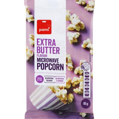 Pams Extra Butter Flavour Microwave Popcorn 85g