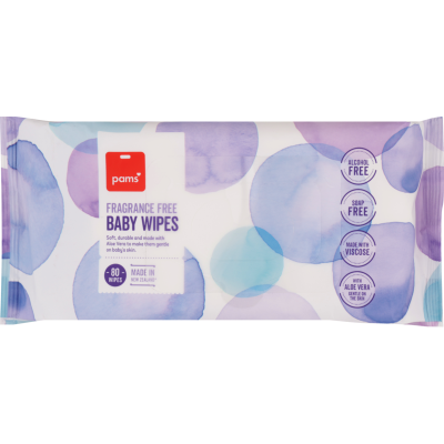Pams Fragrance Free Baby Wipes 80pk