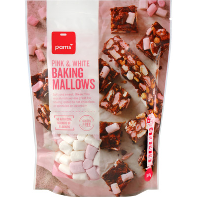 Pams Pink & White Baking Mallows 100g