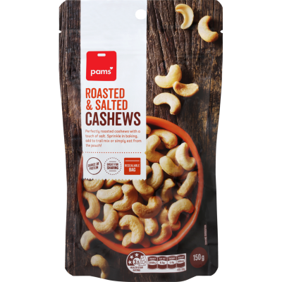 Pams Roasted & Salted Cashews 150g