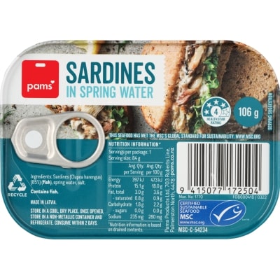 Pams Sardines In Spring Water 106g