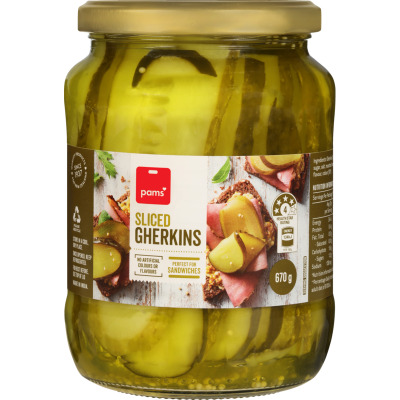 Pams Sliced Gherkins 670g