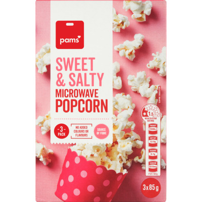 Pams Sweet & Salty Microwave Popcorn 3 x 85g