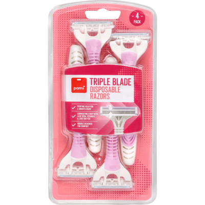 Pams Triple Blade Disposable Razors 4pk