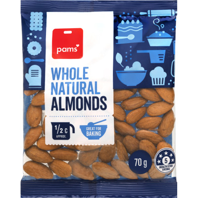 Pams Whole Natural Almonds 70g