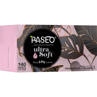 Paseo Ultra Soft Frangipani + Vitamin E 3 Ply Pure White Tissues 140pk