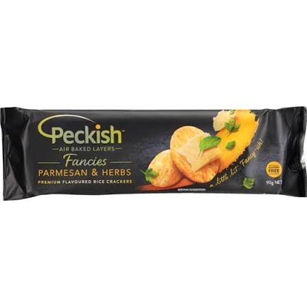 Peckish Fancies Parmesan & Herbs Premium Flavoured Rice Crackers 90g
