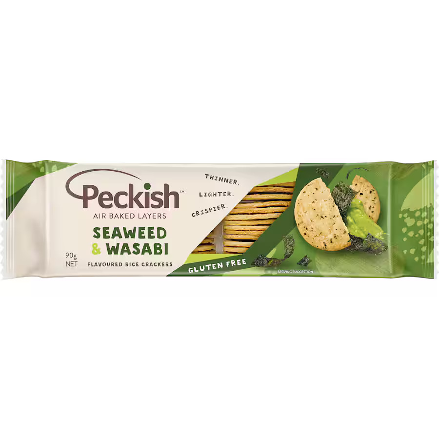 Peckish Seaweed & Wasabi Flavoured Rice Crackers 90g