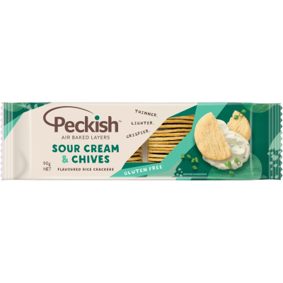 Peckish Sour Cream & Chives Flavoured Rice Crackers 90g