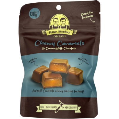 Potter Brothers Chewy Caramels In Creamy Milk Chocolate 130g