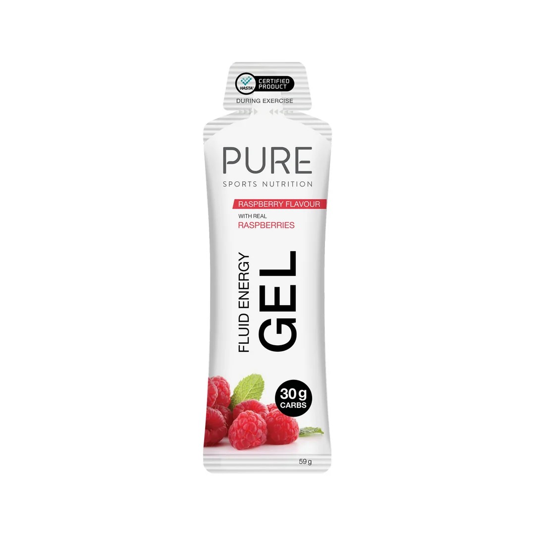 Pure Sports Nutrition Raspberry Flavour with Real Rasberries Fluid Energy Sports Gel 59g