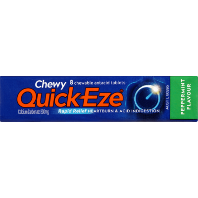 Quick-Eze Peppermint Chewable Antacid Tablets Stick Pack 8pk