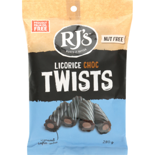RJ's Licorice Choc Twists 280g
