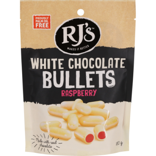 RJ's White Chocolate Raspberry Bullets 180g