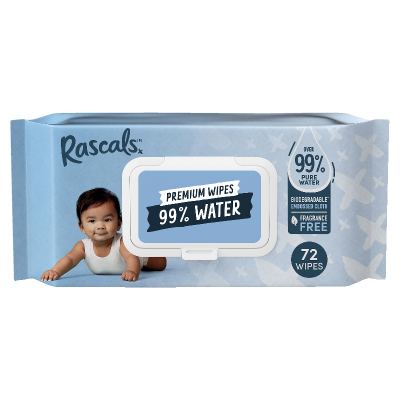 Rascals 99% Water Premium Wipes 72pk