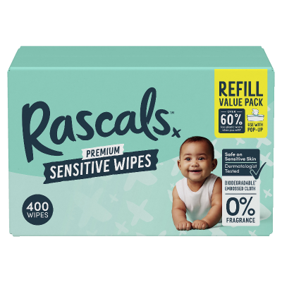 Rascals Premium Sensitive Wipes 400pk