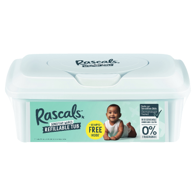 Rascals Premium Sensitive Wipes Refill Tub 80pk
