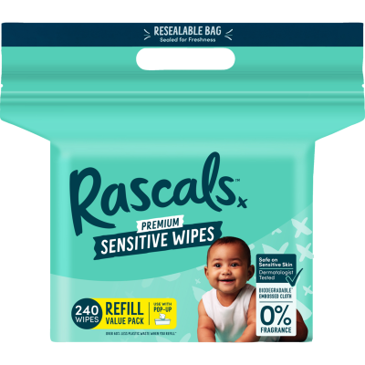 Rascals Sensitive Refill Wipes 240pk