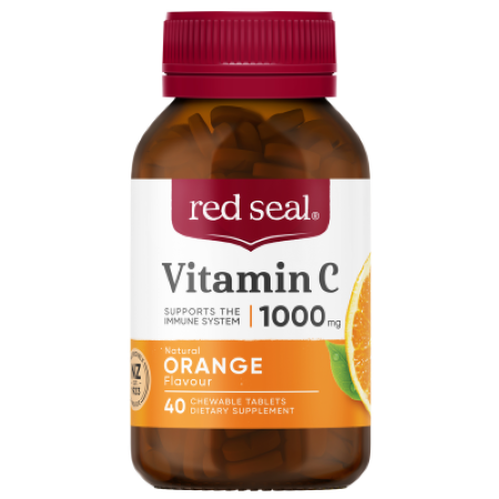 Red Seal Vitamin C 1000mg Orange Flavour Chewable Tablets 40pk