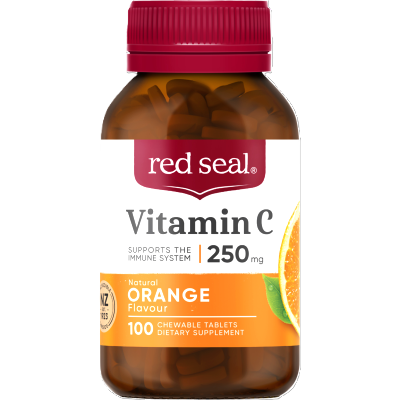 Red Seal Vitamin C 250Mg Orange Flavour Chewable Tablets 100pk