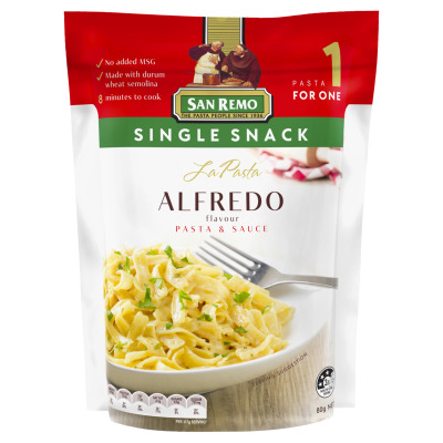 San Remo La Pasta Alfredo Pasta & Sauce Single Snack 80g