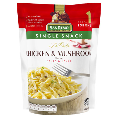 San Remo La Pasta Chicken & Mushroom Pasta & Sauce Single Snack 80g