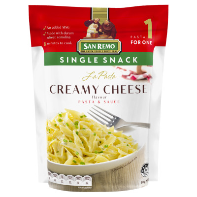 San Remo La Pasta Creamy Cheese Pasta & Sauce Single Snack 80g