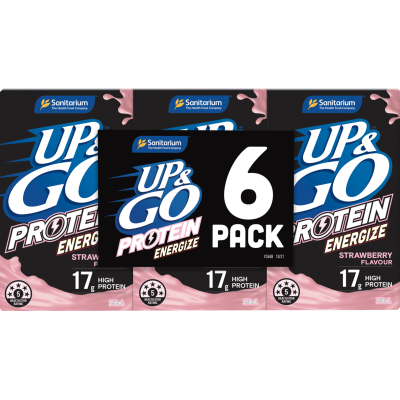 Sanitarium Up & Go Protein Energize Strawberry Liquid Breakfast 6 x 250ml
